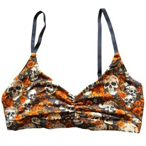 MeUndies Skull and Floral Print Bralette NWOT